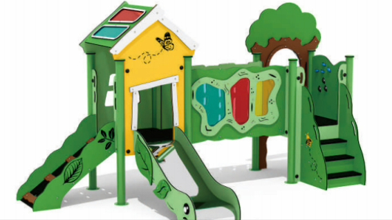 Cartoon Forest House Kids Combined Outdoor Slide Playground