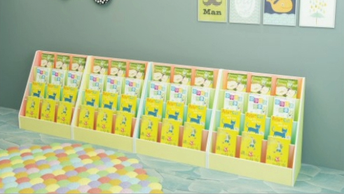 2026 New Design Multi-tier Kids Wooden Bookshelf Macaron Color Children Book Display Rack for Kindergarten and Home Playroom