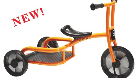FUNPLAY New Arrival Heavy-Duty Kids Cargo Tricycle with Rear Storage Tray - Orange Utility Trike for Kindergarten & Preschool (Ages 3-6)