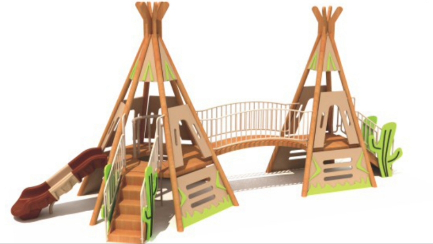 Creative Themed Wooden Outdoor Playground Equipment | Custom Kids Play Structures with Teepee, Wonky House, and Tractor Themes for Parks