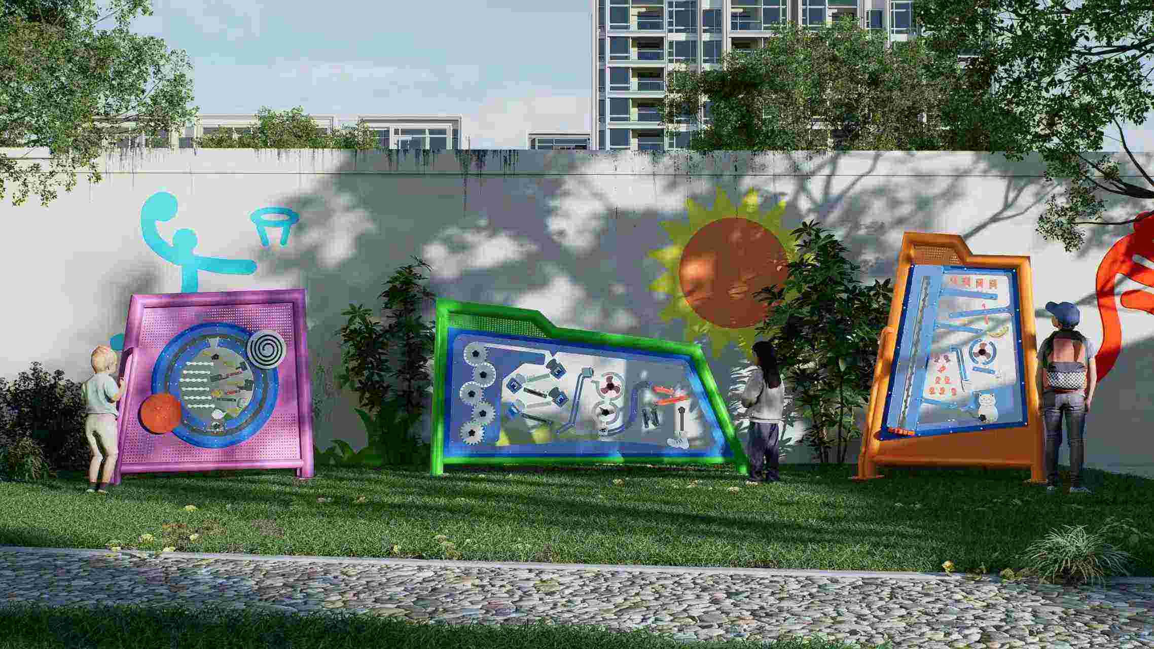 Outdoor Interactive Science Education Game Wall Set for Children
