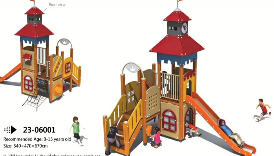 Majestic Royal Castle Series Large Outdoor Playground Equipment | Multi-Level Kids Play Structure with Clock Tower, Swings, and Spiral Slide