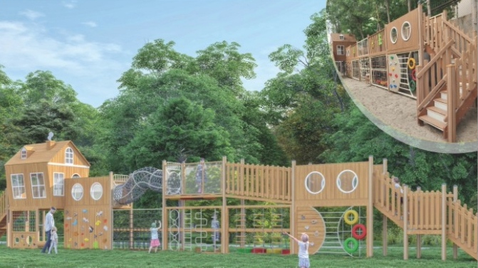 Nature-Pulse™ Series - Linear Full-Function Wood-Plastic Composite Outdoor Adventure Park