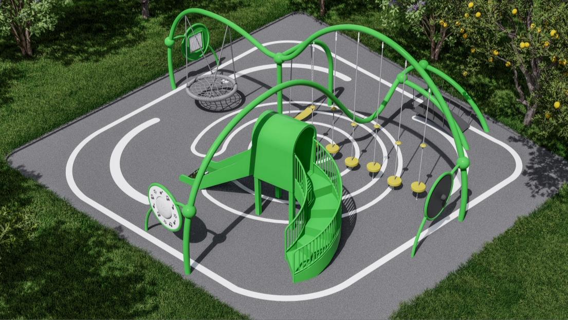 Forest Wave Adventure Playground with Slide & Balance Challenges