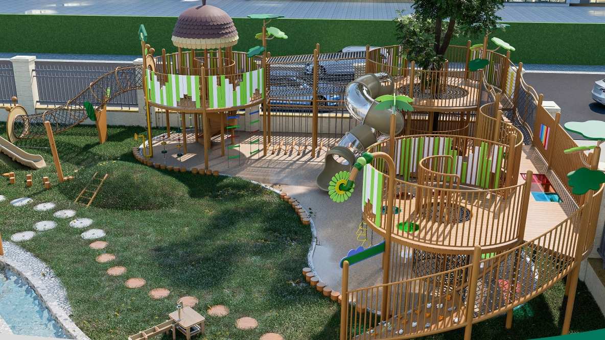 Forest Adventure Themed Outdoor Playground Equipment