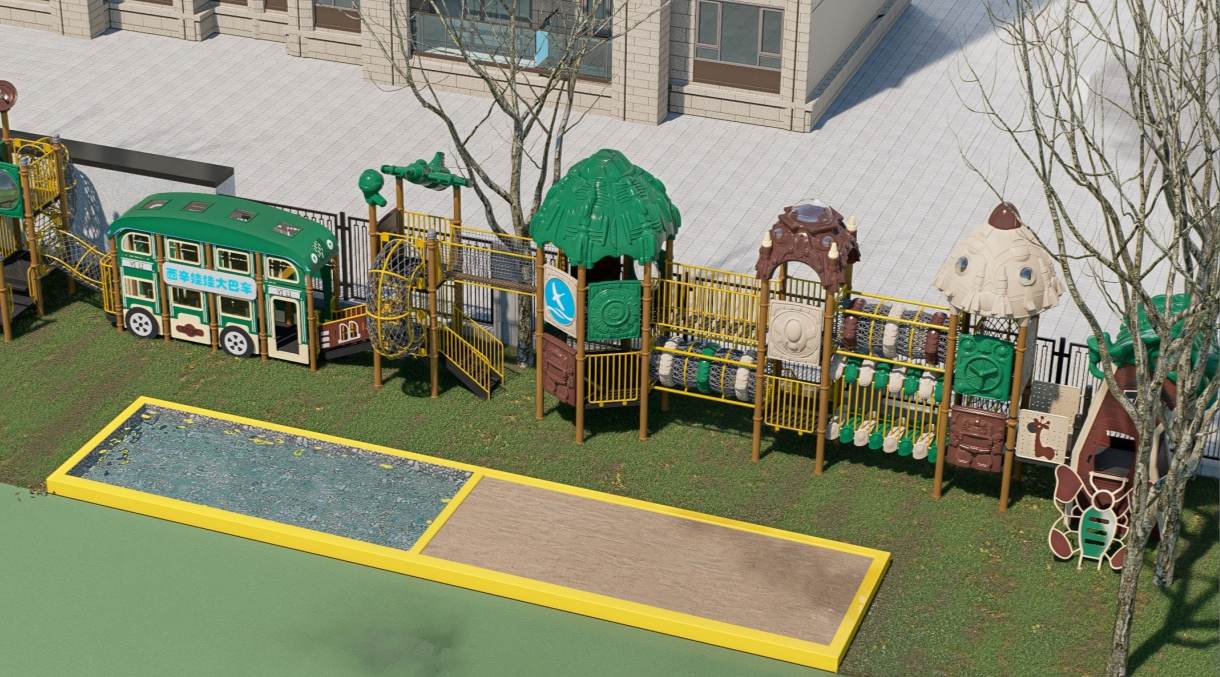 Custom Outdoor Playground Equipment with Climbing Bridge and Interactive Activities for Kindergarten