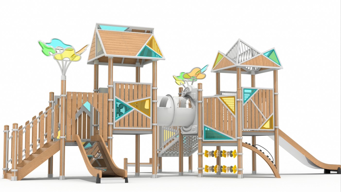 Forest Geometric House Outdoor Large Combination Slide