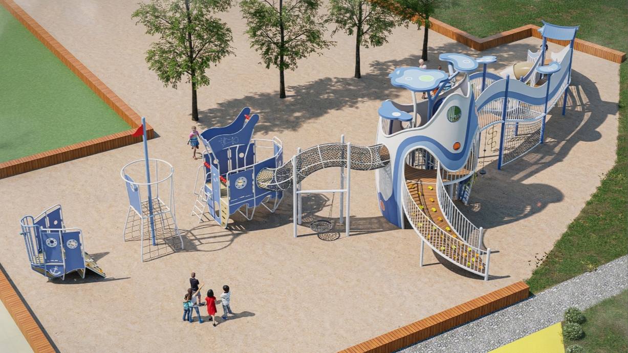 Ocean Whale Themed Outdoor Playground Combination Set