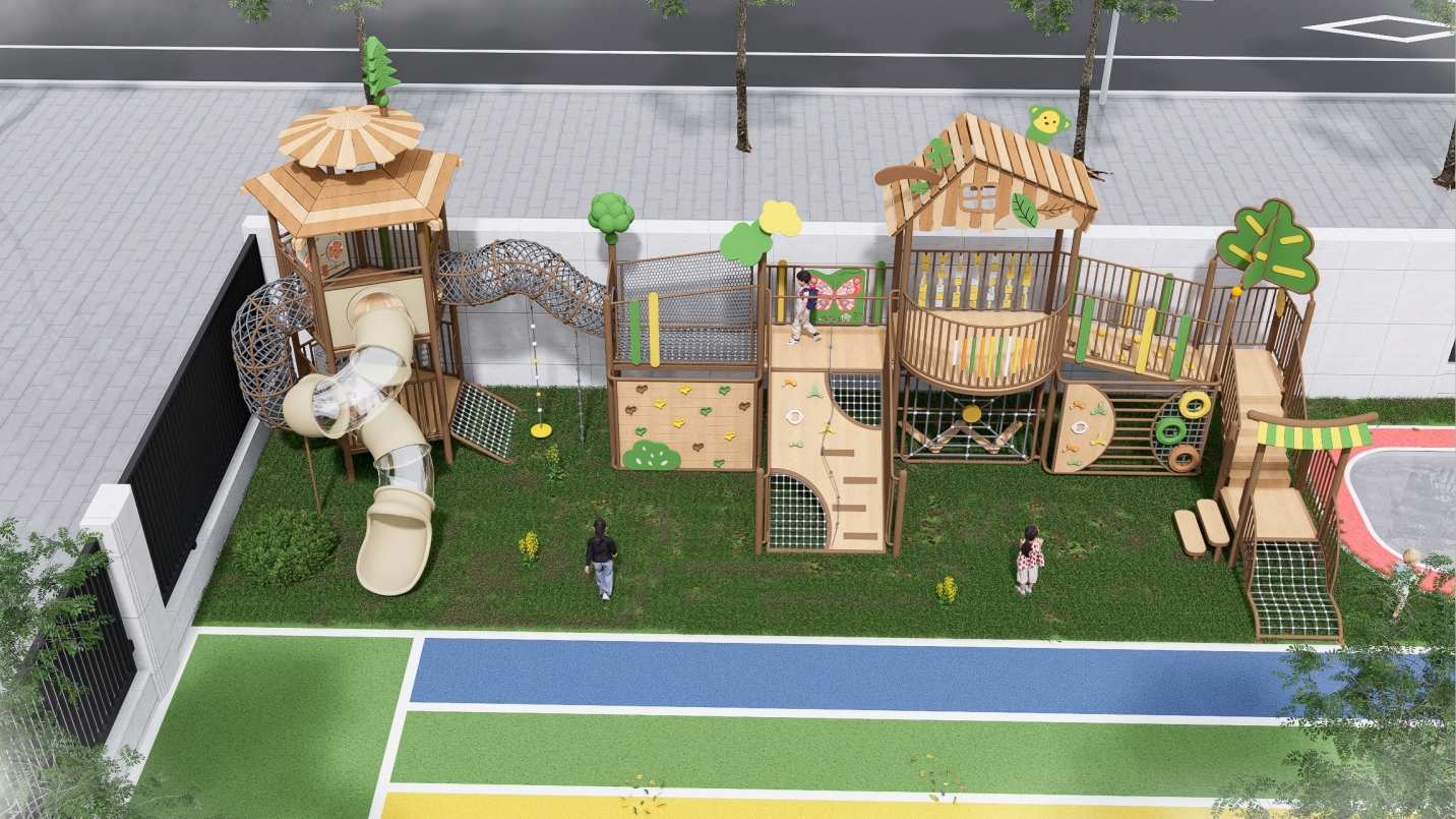 Natural Forest Theme Outdoor Playground Equipment with Custom Adventure Structure