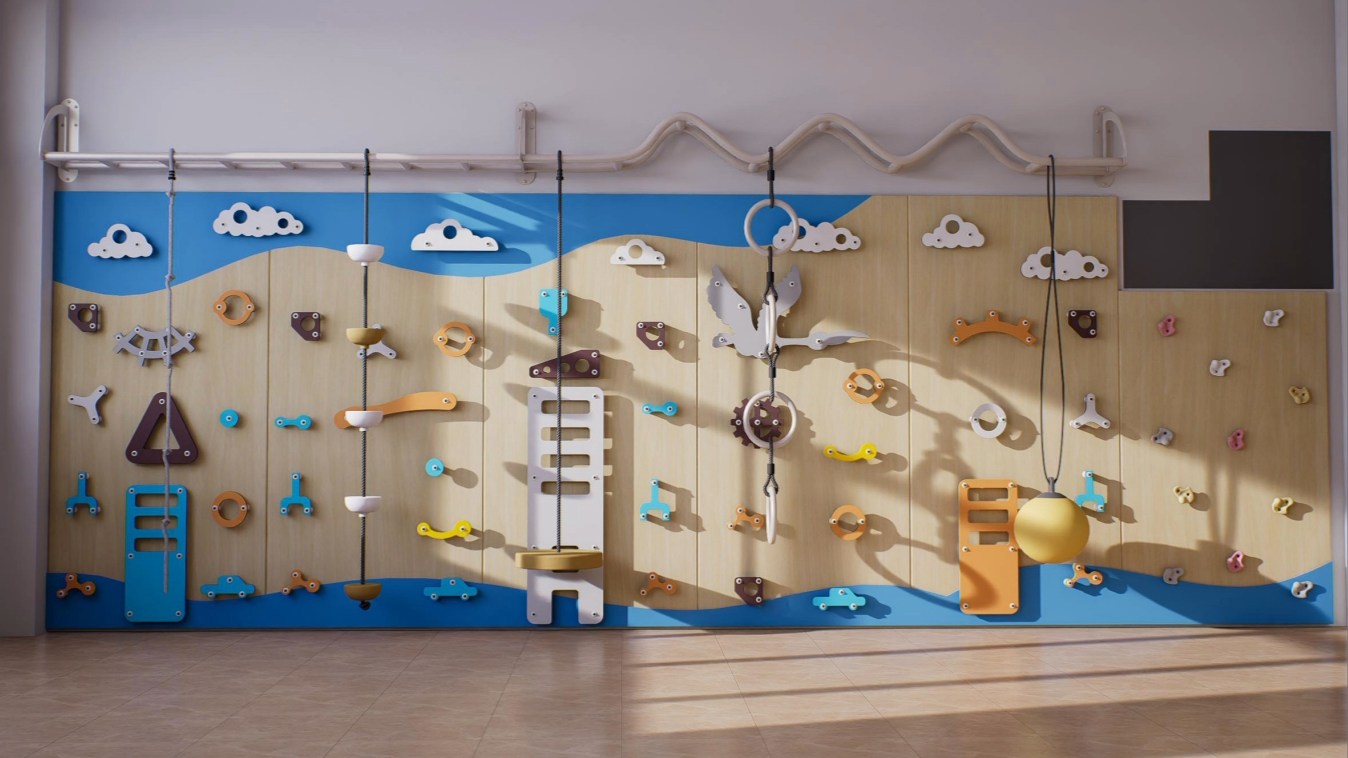 Indoor Kids Climbing Wall & Sensory Motor Training System